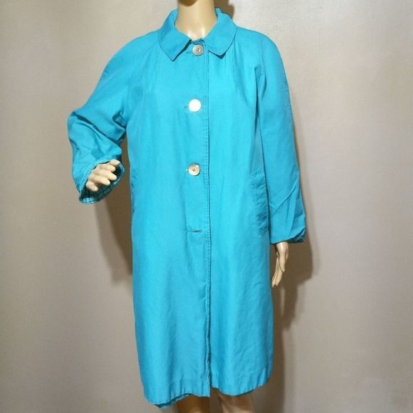 Vintage 70s Expressly for J.C.Penny turquoise coat, sz XL - Picture 6 of 12